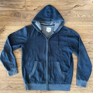 Trinity Collective Hoodie Sweatshirt Zip Striped Grey Blue Mens L